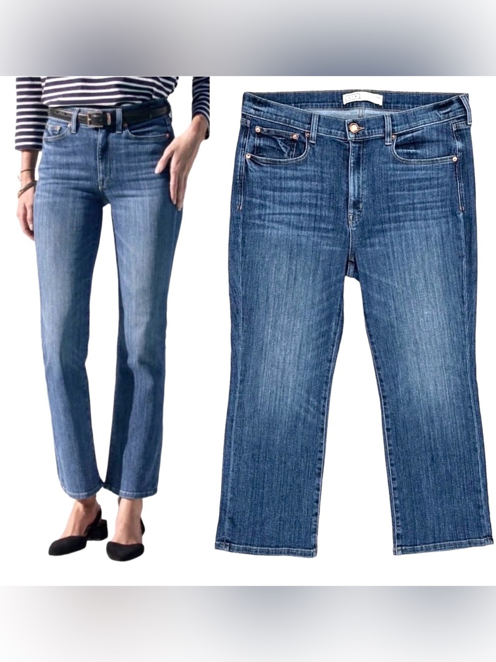AYR The Pop Straight Leg Ankle Jeans Cropped Denim in Laid Back Women's Size 34S
